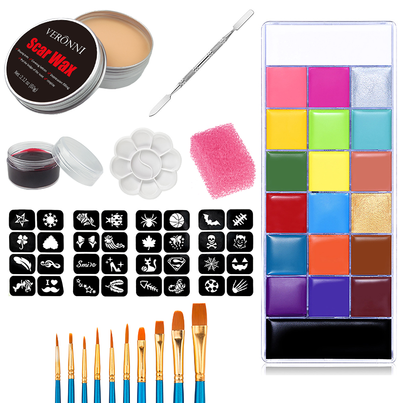Body Paint Sfx - SFX ชุดแต่งหน้า20สีทาร่างกายน้ำมันบนเวทีเทคนิคพิเศษฮาโลวีนรอยแผลเป็นขี้ผึ้งแต่งหน้าปลอมเป็นสะเก็ดเลือดไม้พาย