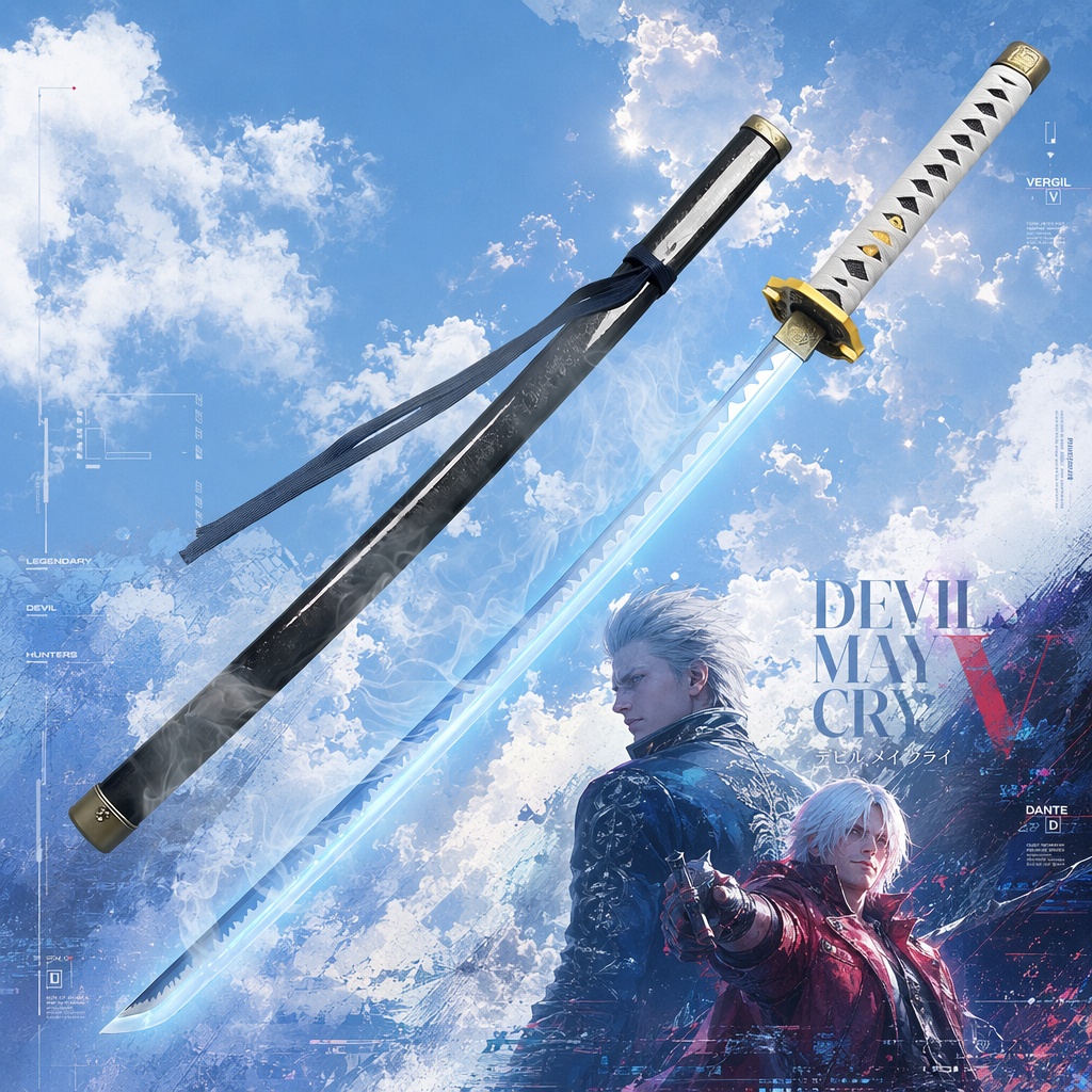 Cosplay Prop Katana - ดาบคาตานะเวอร์จิลจากเกม Devil May Cry ขนาด 40