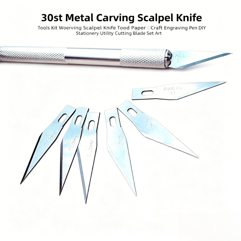 Craft Knife Set - ชุดมีดแกะสลัก 30 ชิ้น ชุดมีดแกะสลักโลหะ ใบมีดแกะสลักไม้ กระดาษ