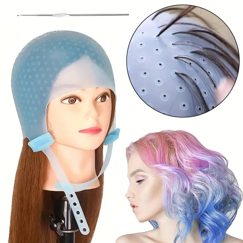 Hair Spray Color - ซิลิโคนสีผมเน้นหมวกตะขอโลหะทนความร้อนย้อมผมเครื่องมือ Salon Hairdressing Tipping หมวก
